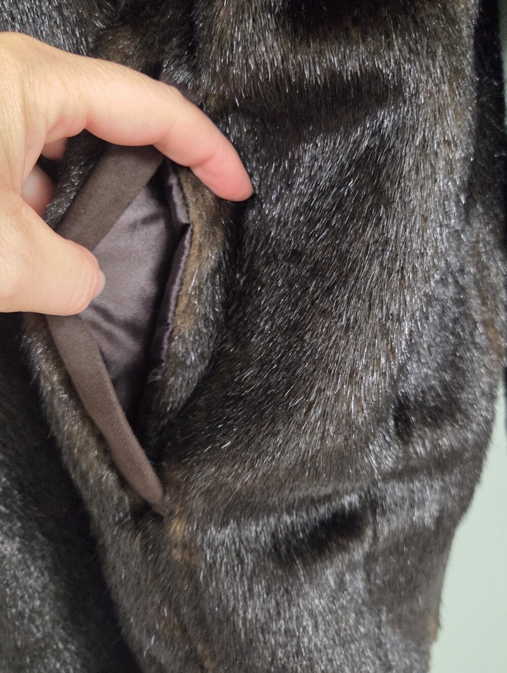 Anne Klein Faux Fur Chocolate Brown Hooded Coat Womens Large Mobwife Lux - Picture 5 of 11